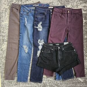 SOLD LOT 5 Pieces Size 4 Skinny Jeans Distressed Pants Shorts High Rise Denim